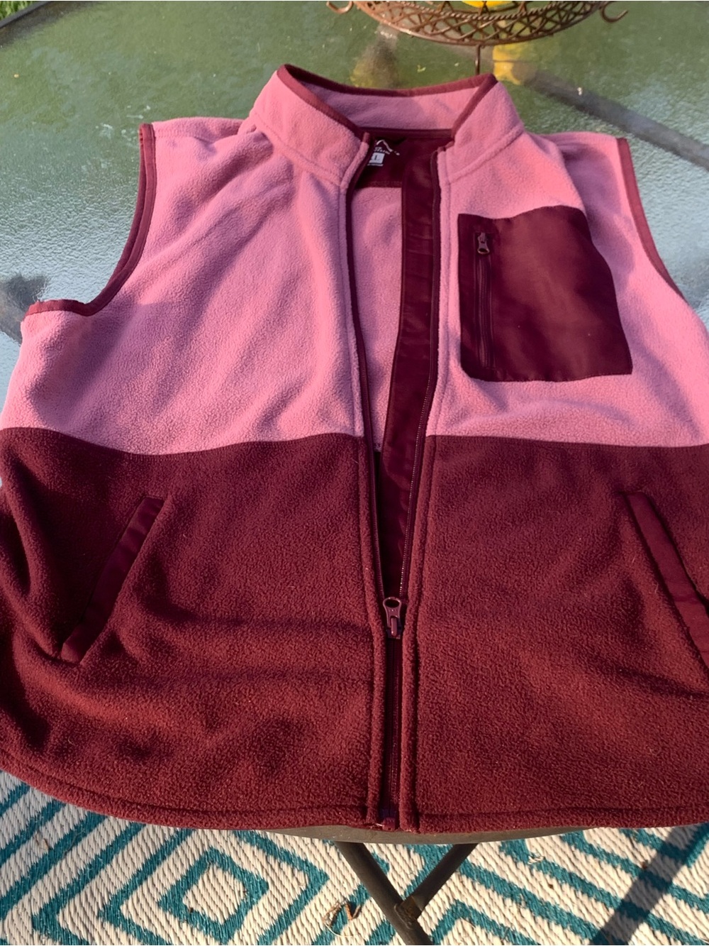 Women's Two-Tone Pink & Burgundy Fleece Vest